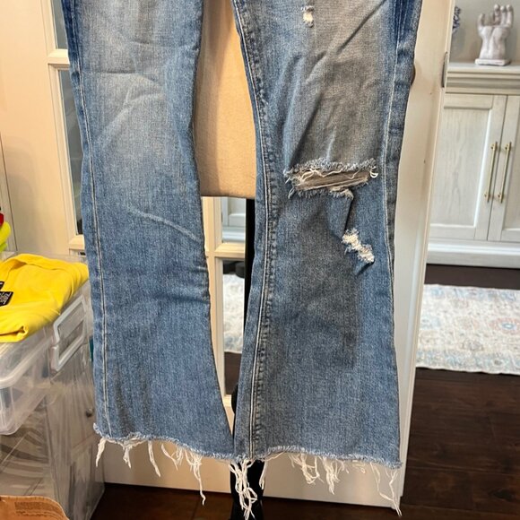 Hudson Los Angeles Distressed Two Tone Flare Jeans 23 - Picture 3 of 9